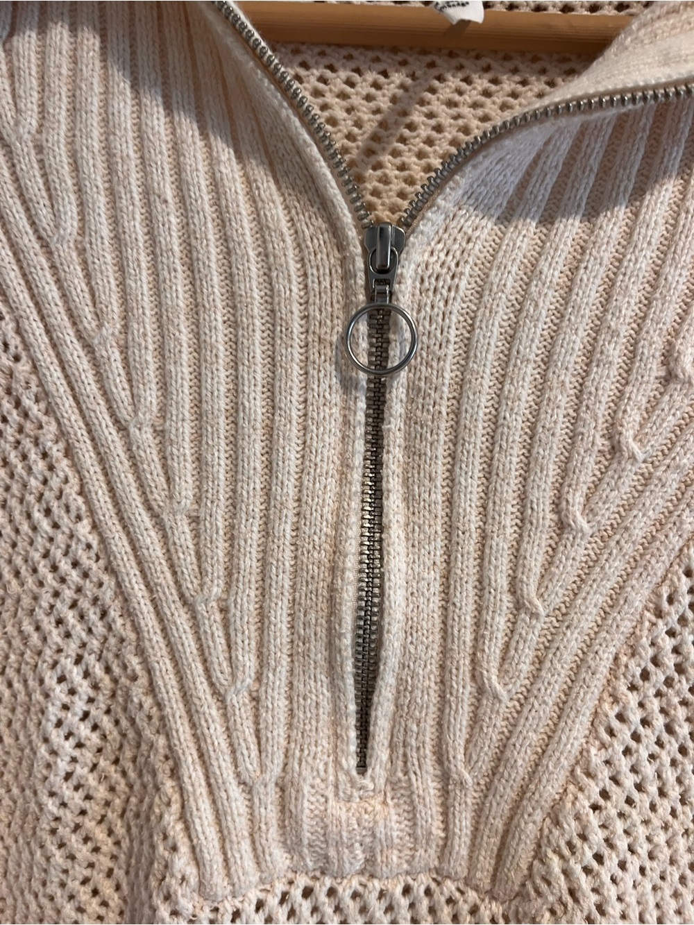 Anthropologie Daily Practice LARGE half zip sweater cream beige - Picture 5 of 10